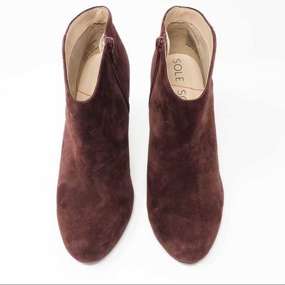 Sole Society Red Wine Suede Daphne Ankle Booties 9 - Picture 2 of 11